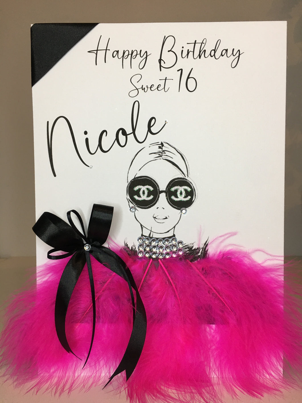 Glam Pink Feather Card