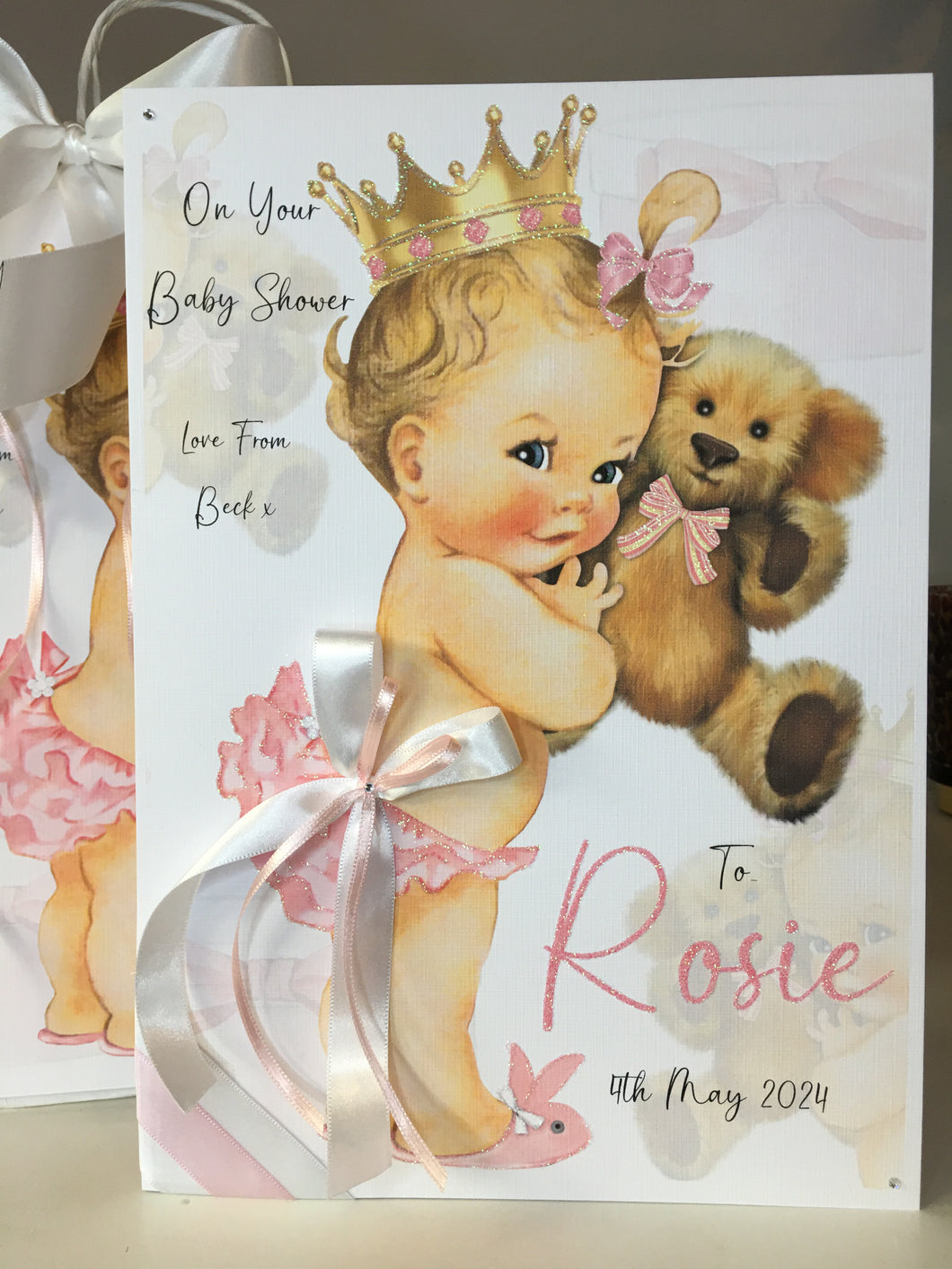 Baby Princess with Teddy Bear Baby Shower Card