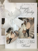 Load image into Gallery viewer, Ribbon &amp; Bow with Heart Tag Wedding Photo Card
