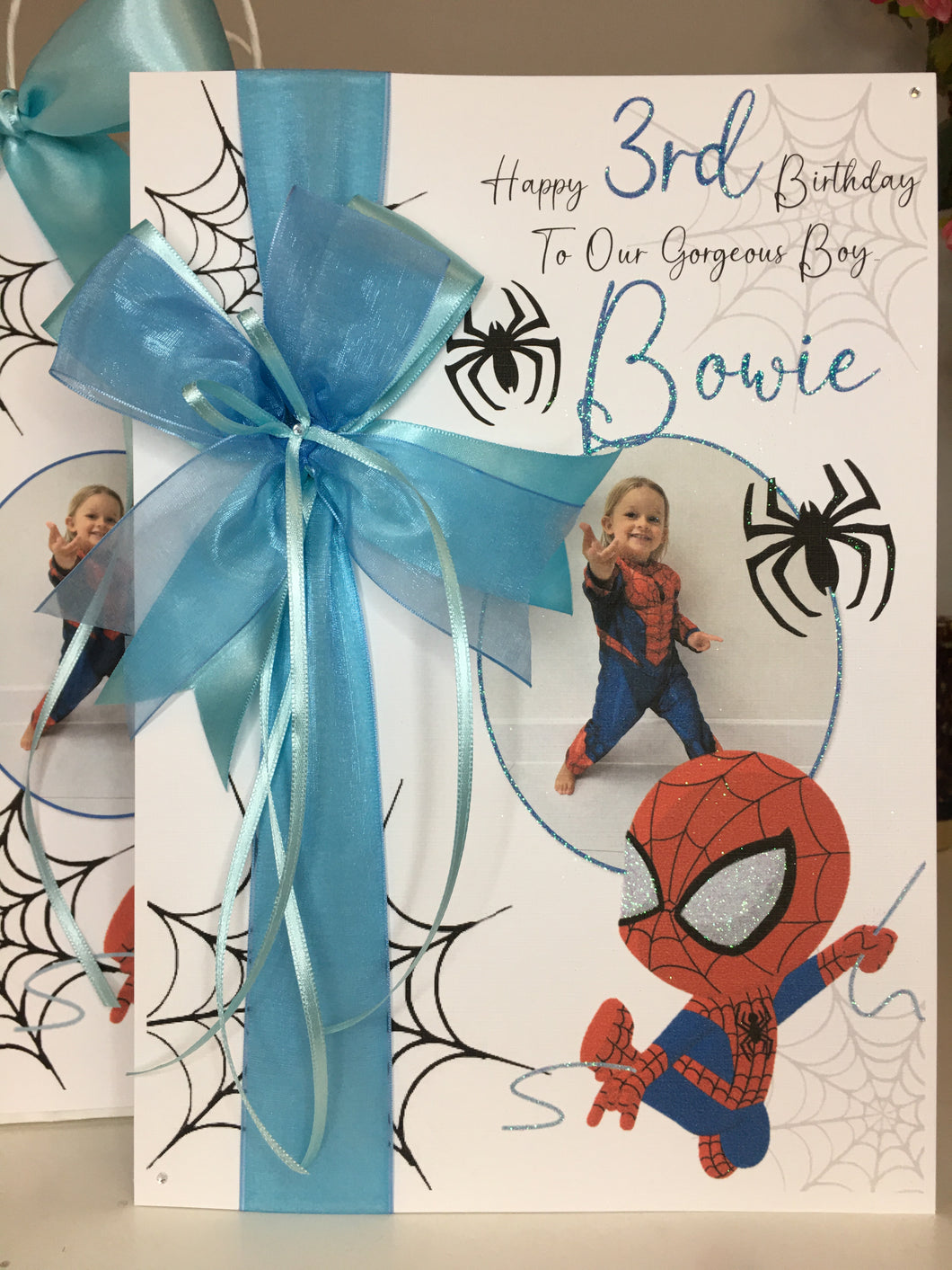 Ribbon & Bow Spiderman Photo Card