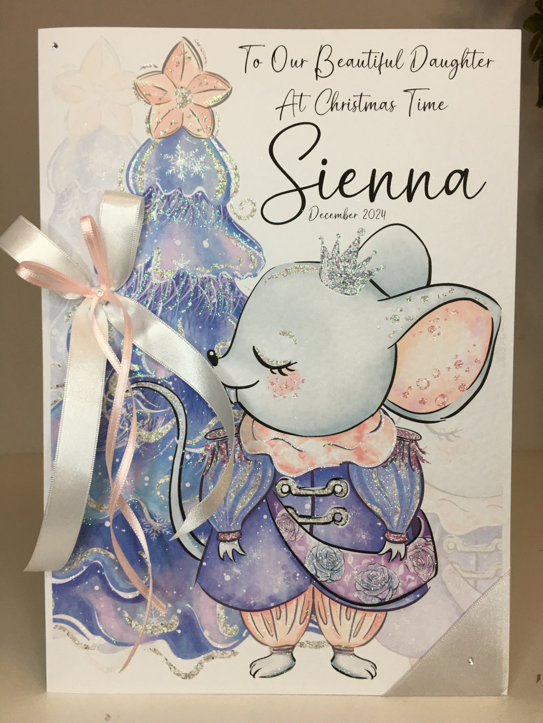 Christmas Mouse Purple Tree Card