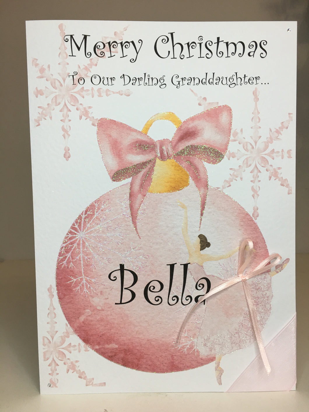 Christmas Pink Ballerina Bauble Card