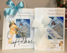 Load image into Gallery viewer, Personalised Velvet Ribbon Baby Prince Luxury Photo Card
