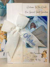 Load image into Gallery viewer, Personalised Velvet Ribbon Baby Prince Luxury Photo Card
