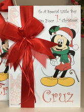 Load image into Gallery viewer, Ribbon  &amp; Bow Mickey Mouse with Candy Cane Card
