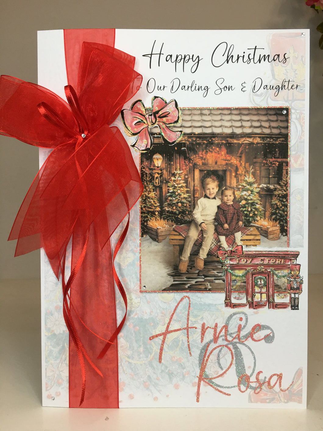 Christmas - Ribbon & Bow Nutcracker Toy Store Photo Card