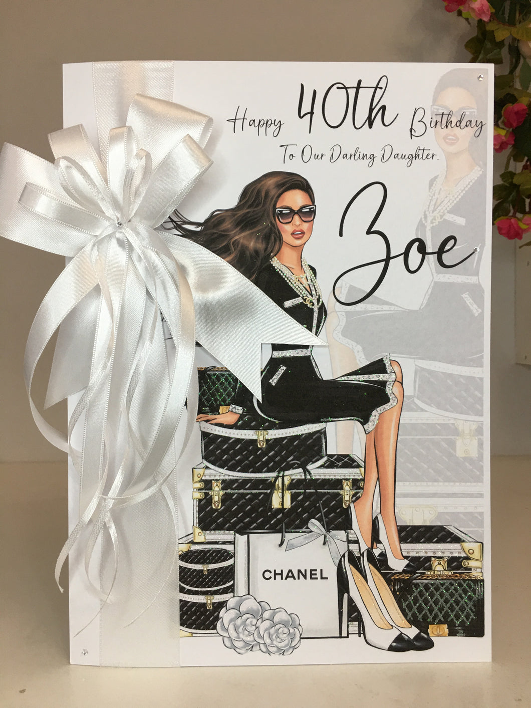 Ribbon & Bow Lady on Cases Card