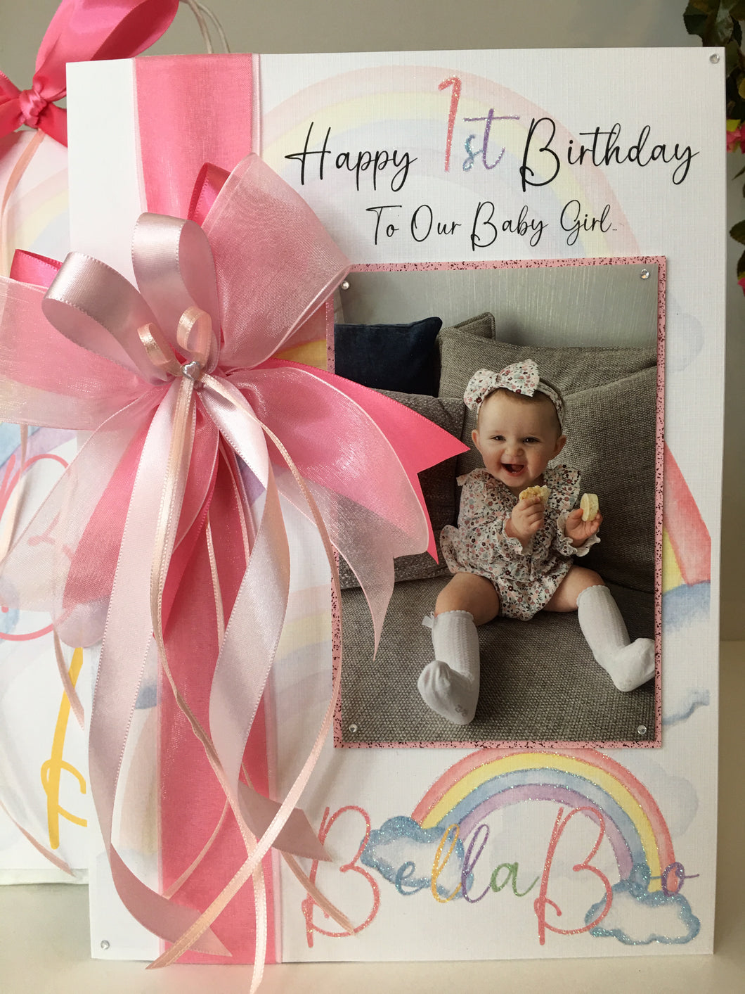 Ribbon & Bow Rainbows Luxury Photo Card