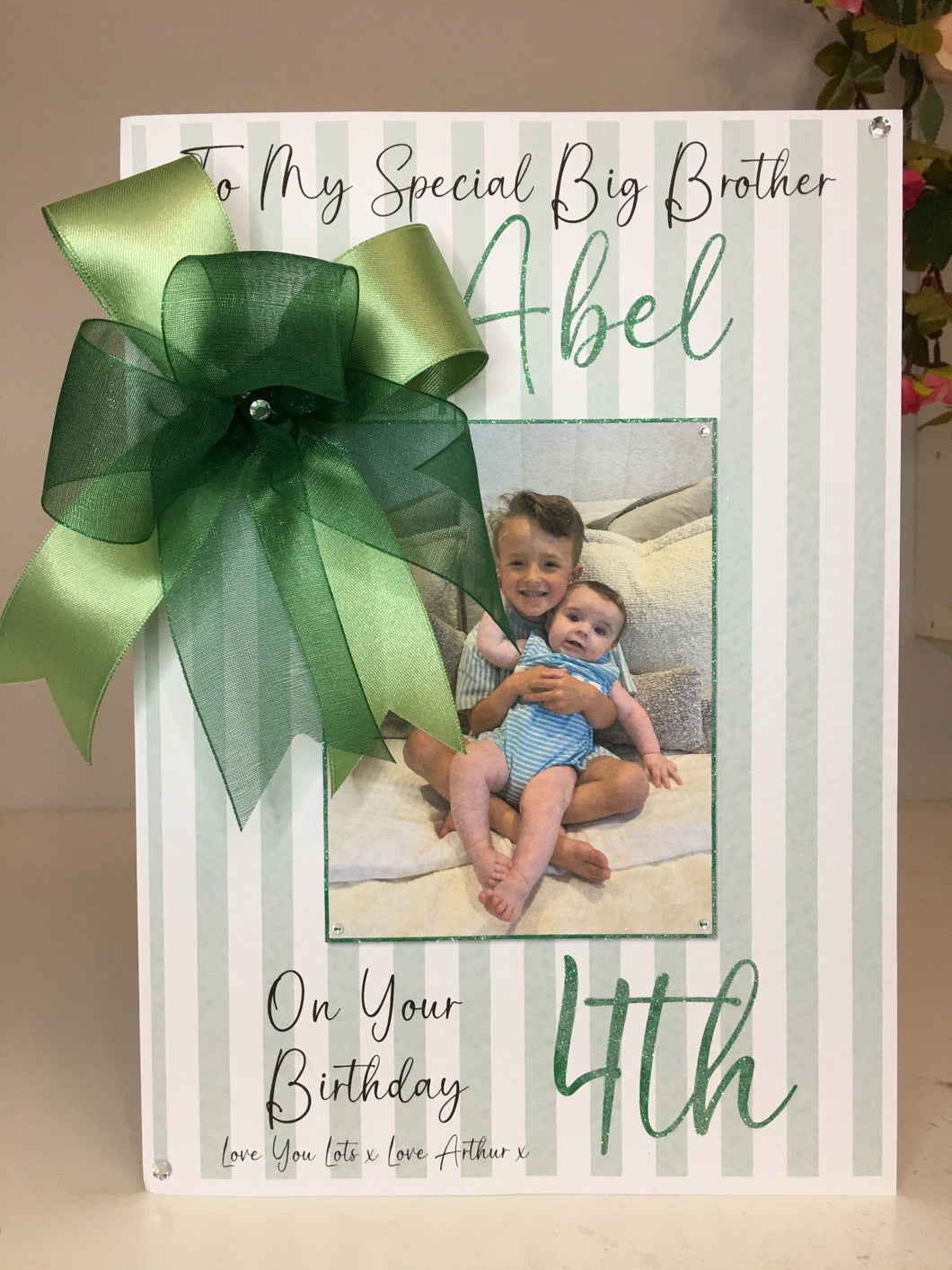 Green Stripe Photo Card