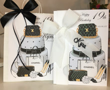 Load image into Gallery viewer, Personalised Velvet Ribbon Cake, Bag &amp; Shoes Card
