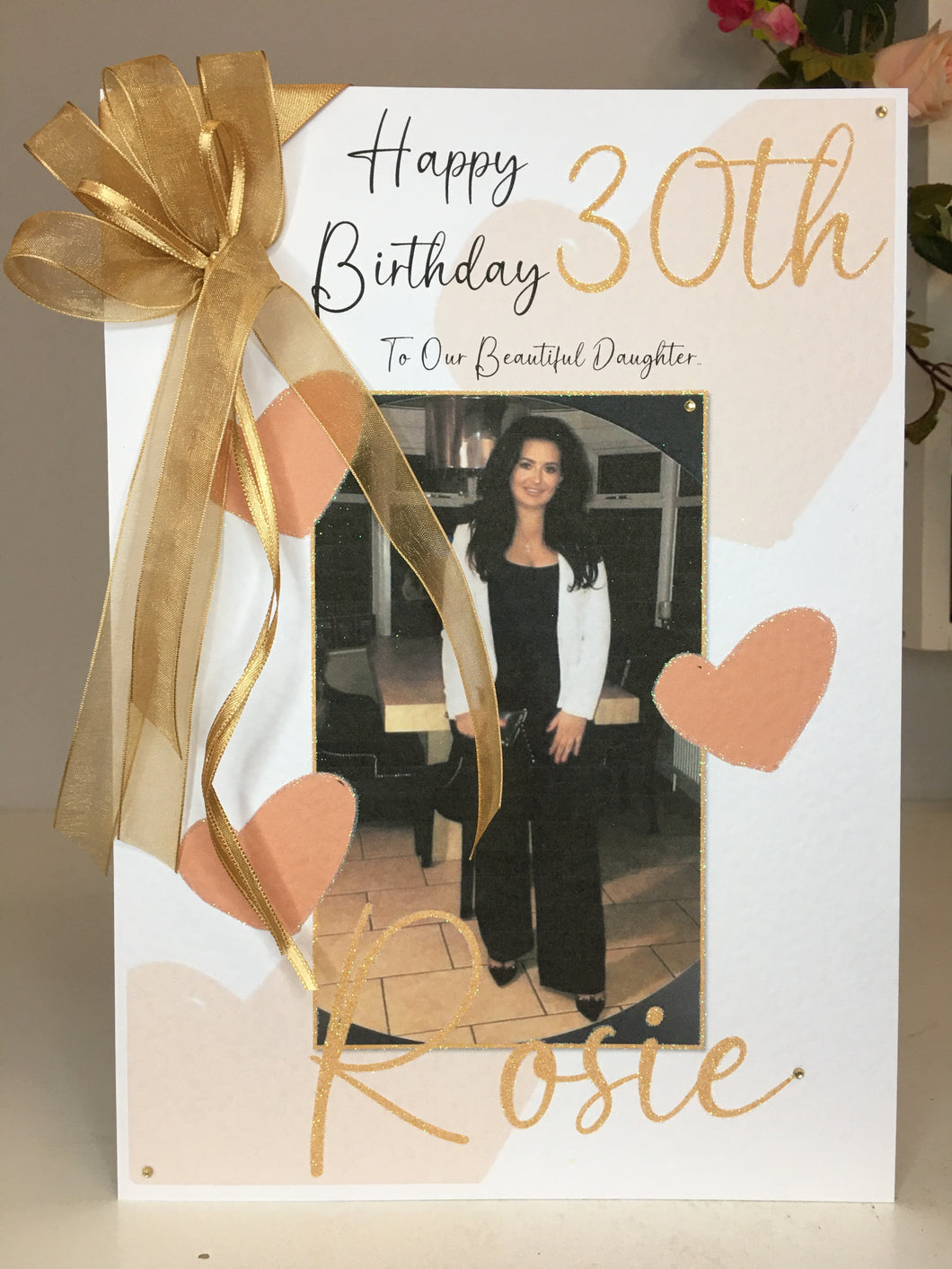 Gold Hearts Photo Card