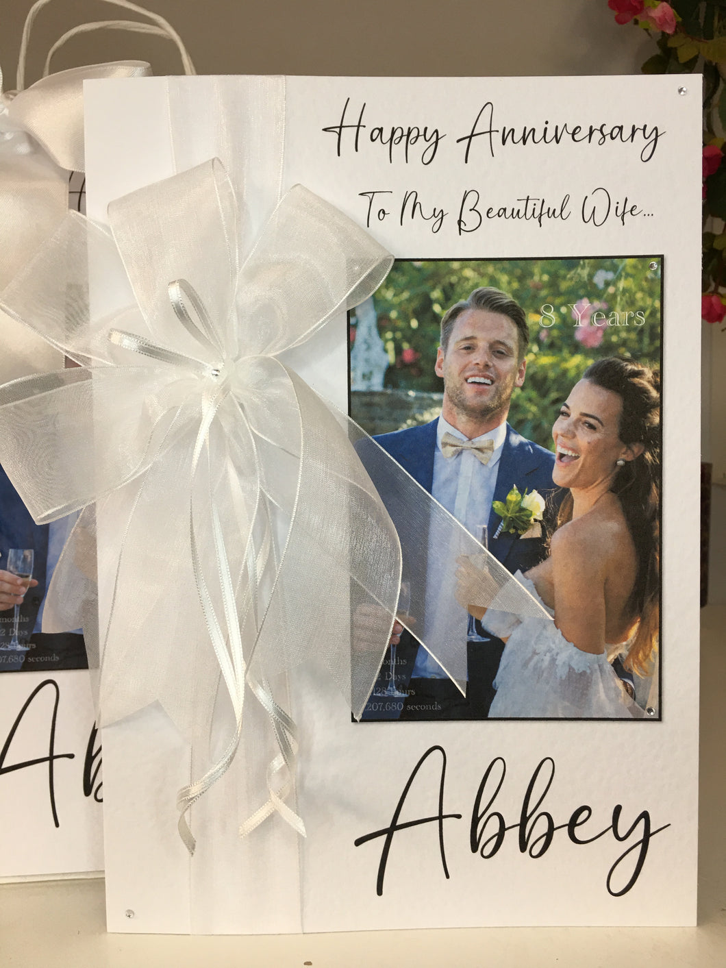Ribbon & Bow Black Border Photo Card