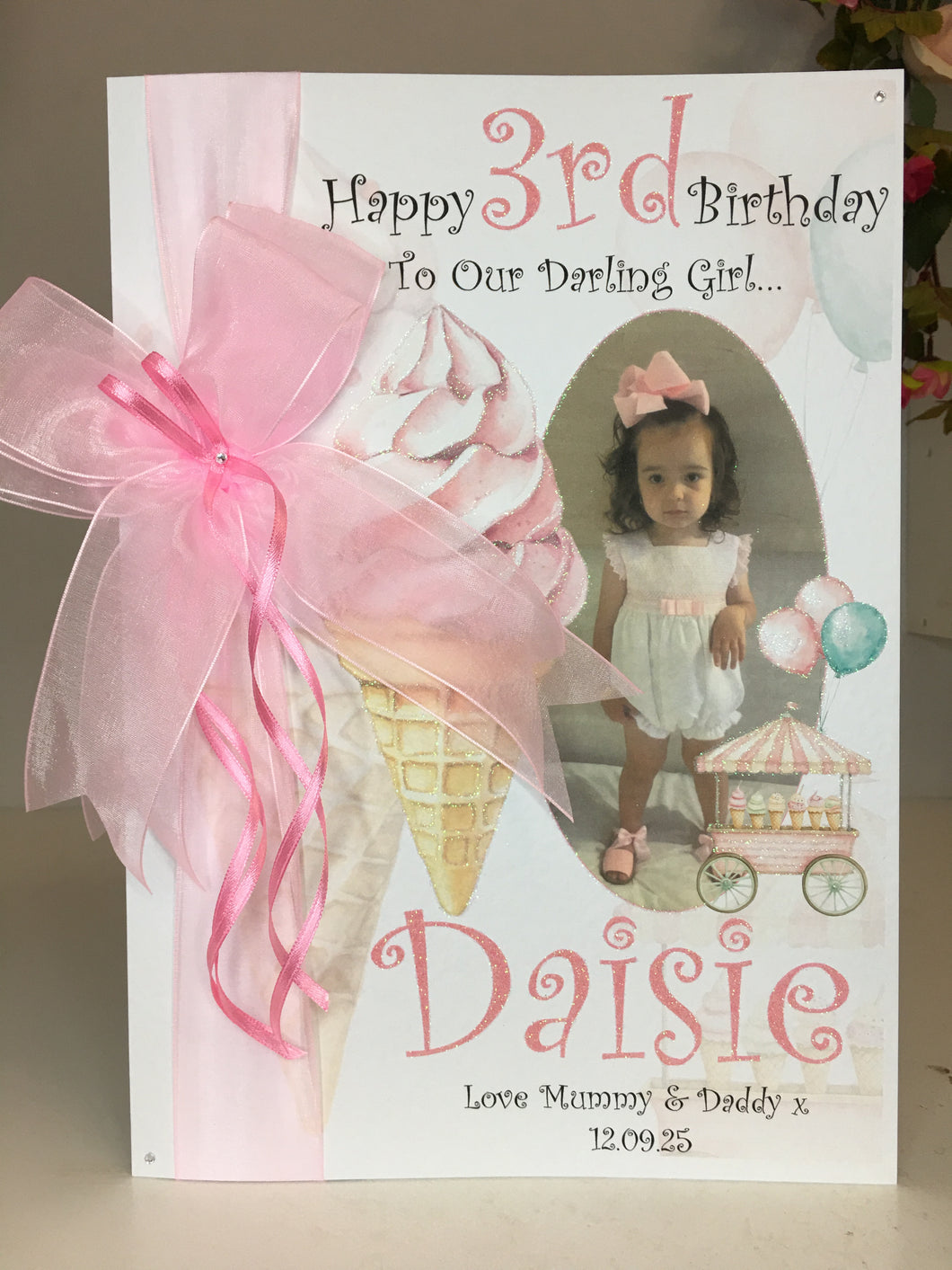 Ribbon & Bow Ice Cream Photo Card