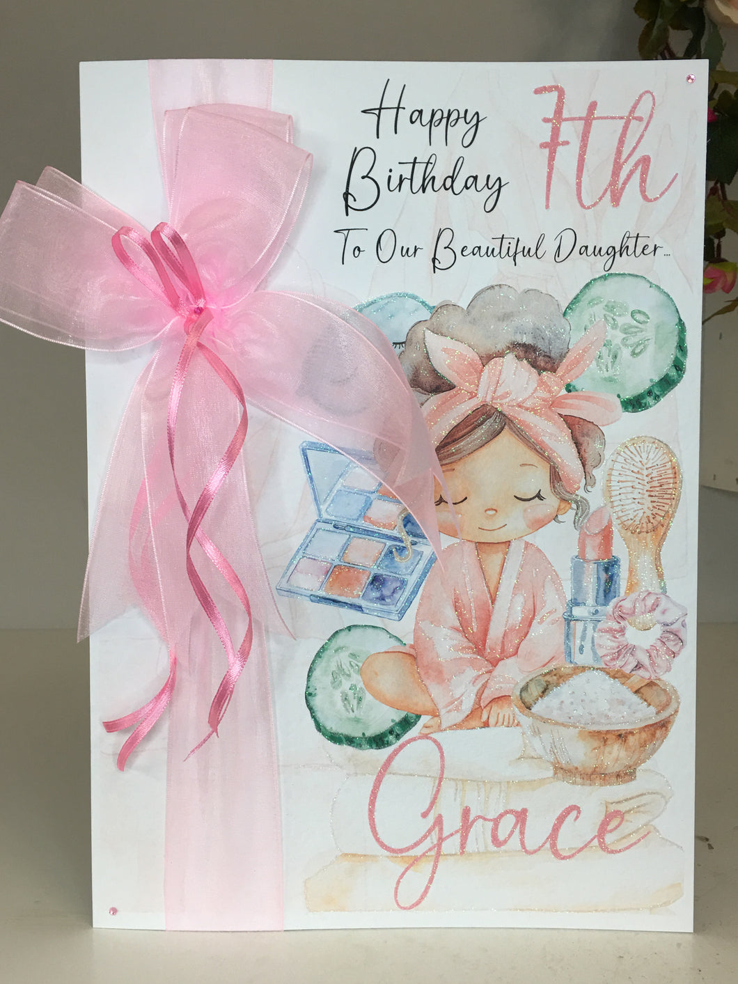 Ribbon & Bow Spa Sleepover Card