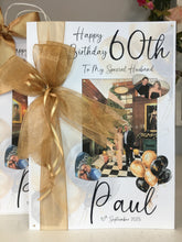 Load image into Gallery viewer, Ribbon &amp; Bow Black &amp; Gold Balloon Photo Card
