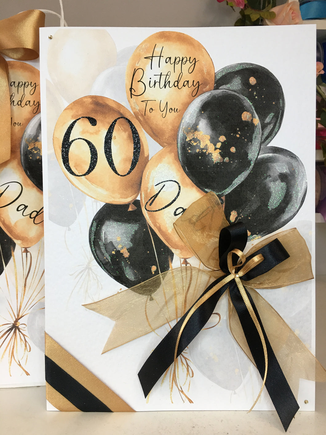 Black & Gold Balloons Card