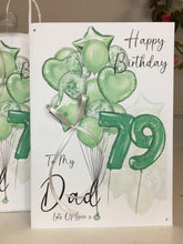 Load image into Gallery viewer, Green Number Balloon Card
