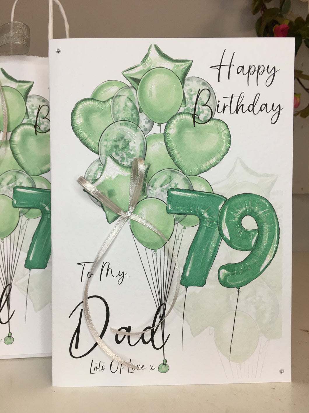 Green Number Balloon Card