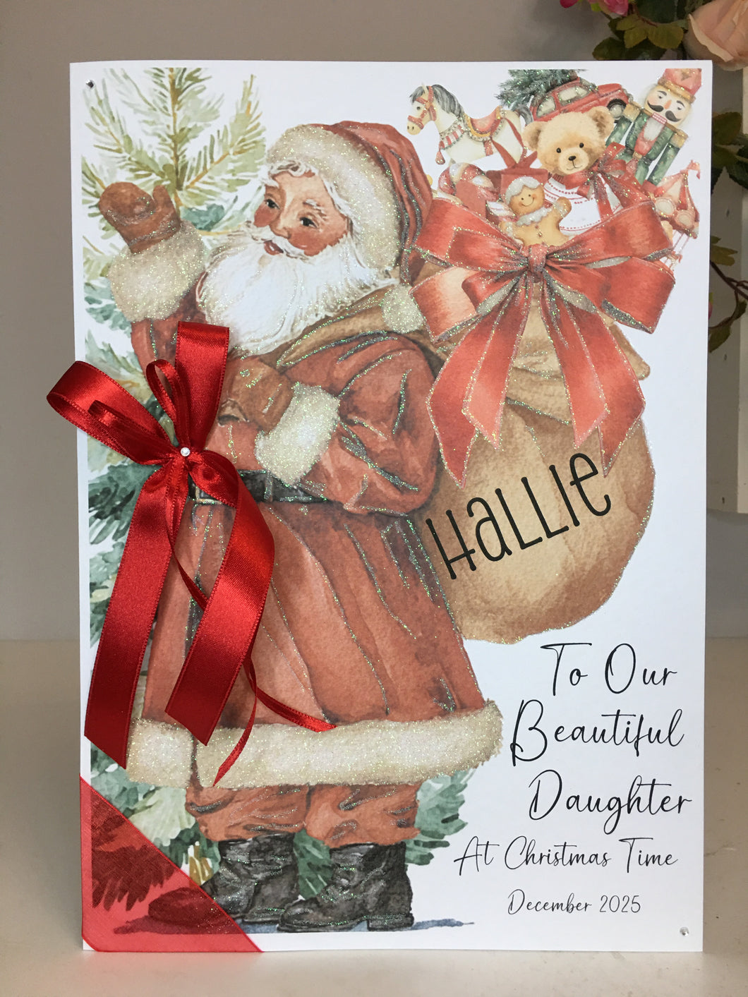 Christmas - Santa Teddy Bear Sack Card