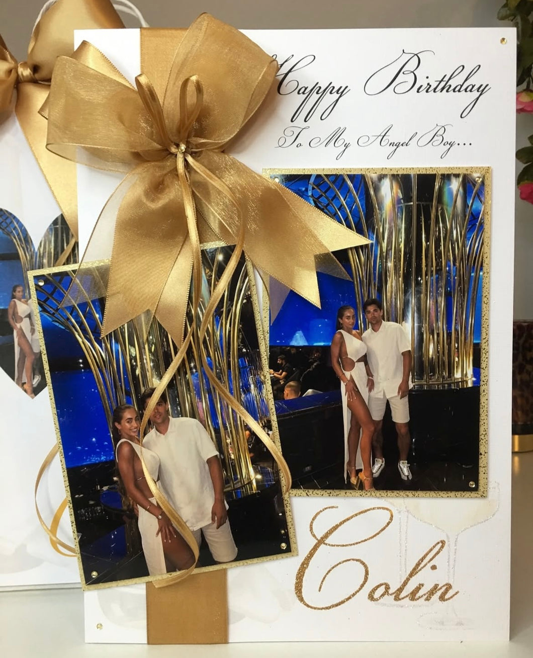 Ribbon & Bow Champagne Luxury Photo Card