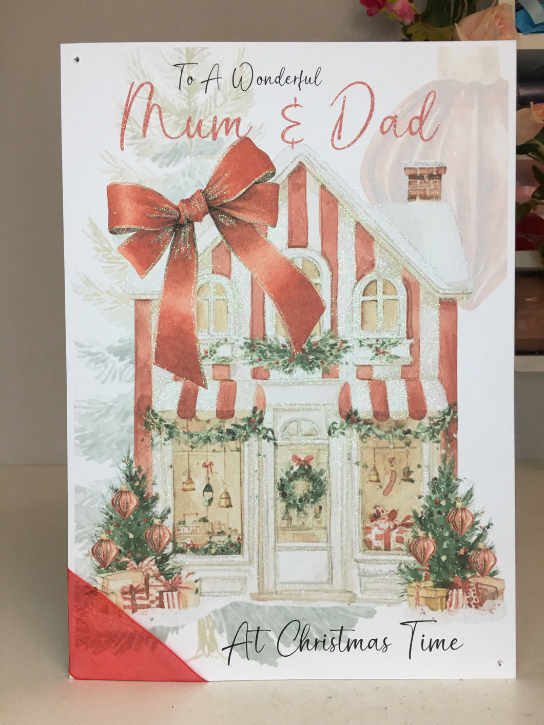 Christmas - Red Stripe Xmas House Card