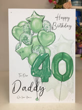 Load image into Gallery viewer, Green Number Balloon Card
