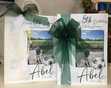 Load image into Gallery viewer, Ribbon &amp; Bows Football Photo Card
