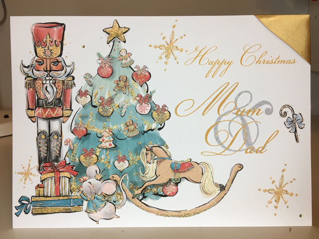 Christmas - Nutcracker Rocking Horse Christmas Tree Card