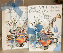 Load image into Gallery viewer, Mr Rabbit Trumpet Mad Hatter Tea Party Card
