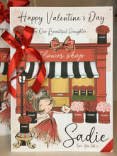 Load image into Gallery viewer, Valentines - Red Roses Flower Shop Girl Card
