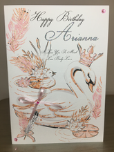 Load image into Gallery viewer, Swan with Crown &amp; Baby Swan Card
