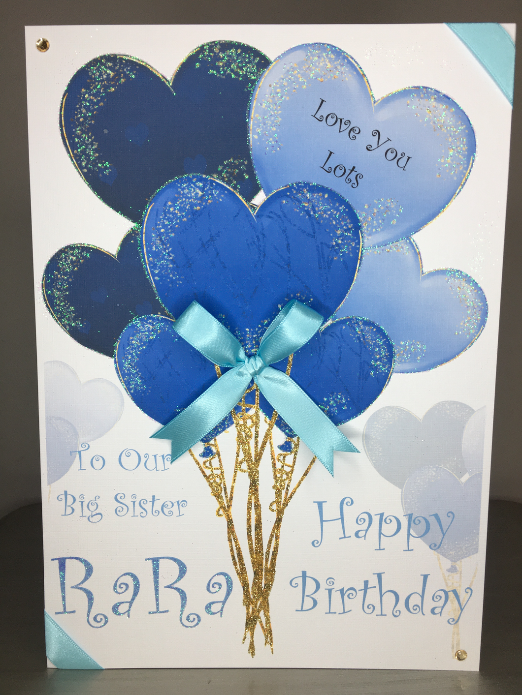 Blue Heart Balloons Card