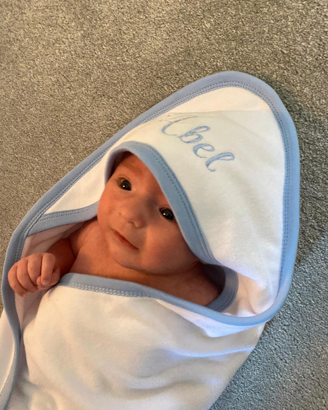 Blue Trim Personalised Hooded Towel