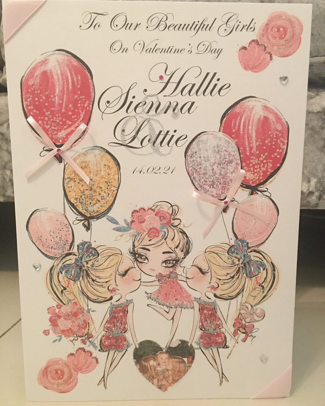 Girls with Balloon Photo Card