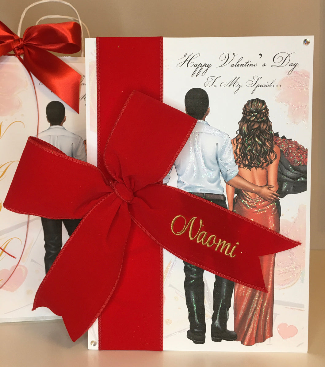 Personalised Velvet Ribbon Couple Card