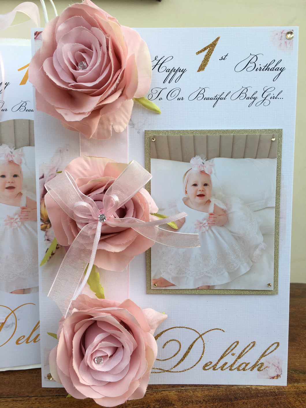 Artificial Rose Floral Luxury Photo Card