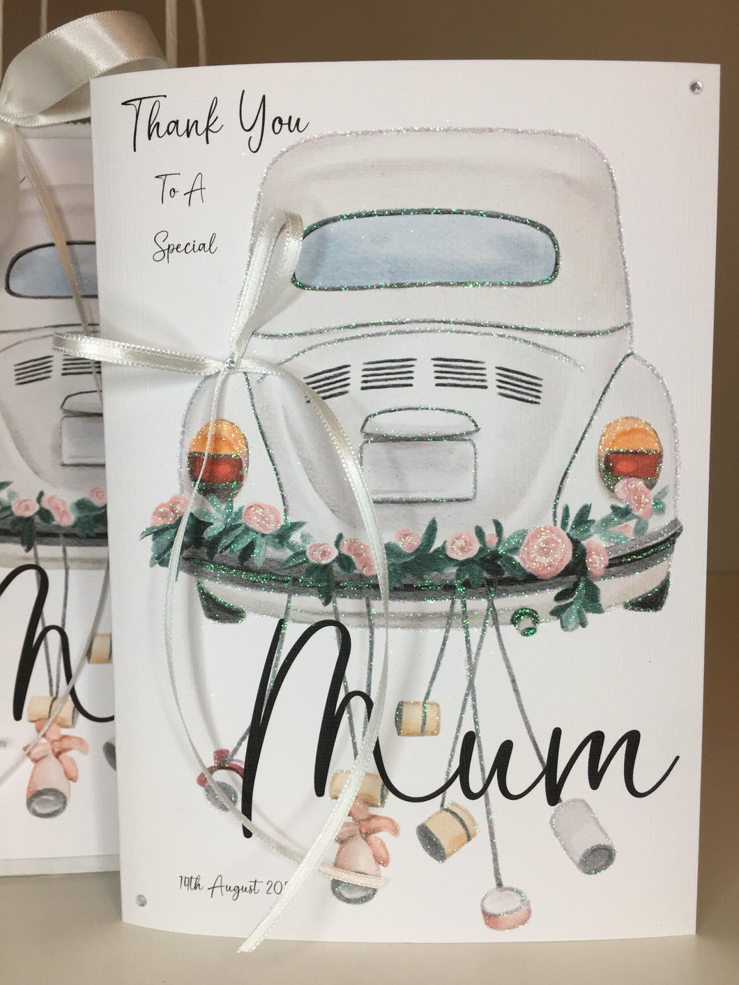 White Wedding Car Card