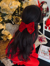 Load image into Gallery viewer, Red Velour Bow Hairclip
