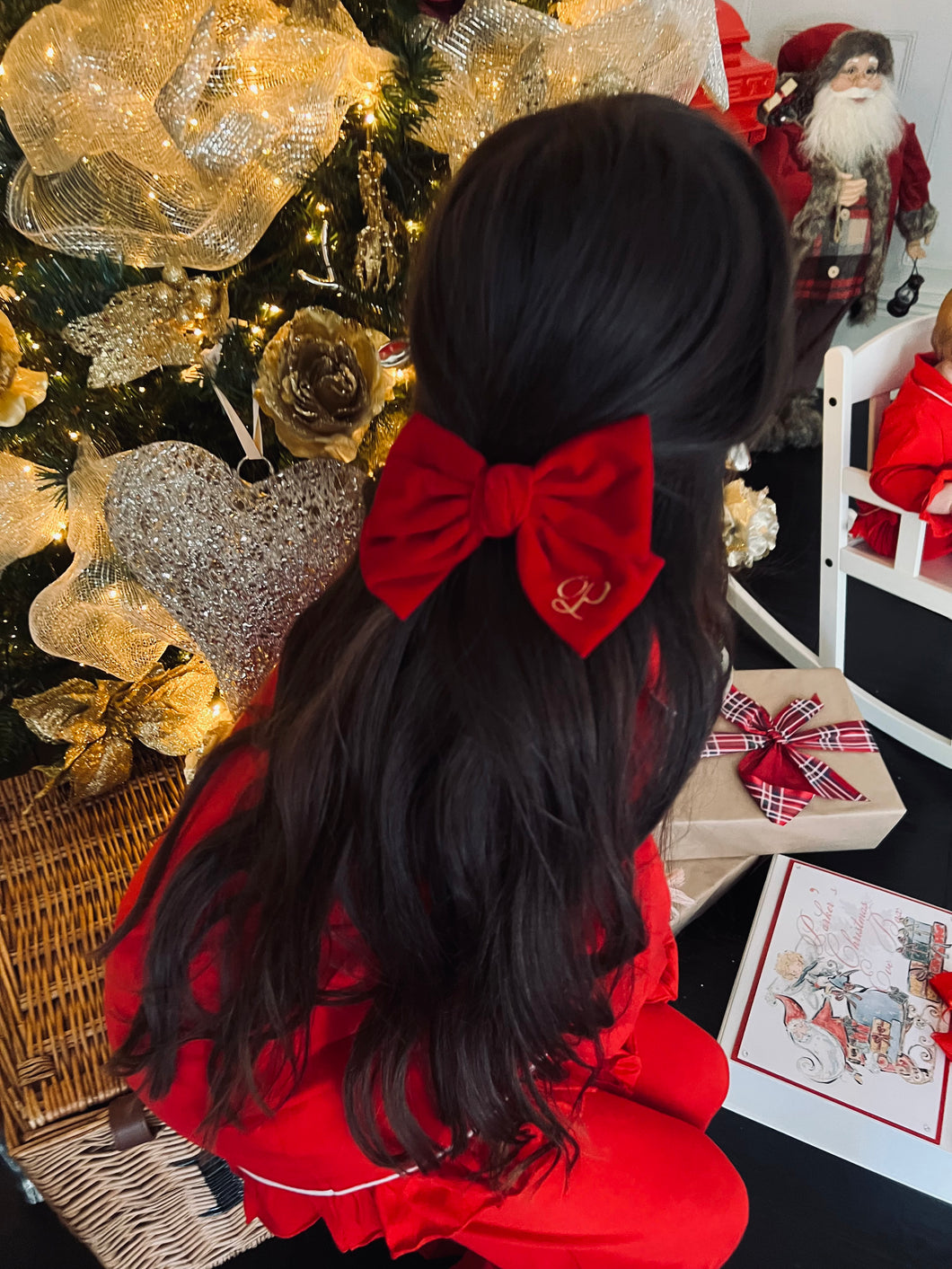 Red Velour Bow Hairclip