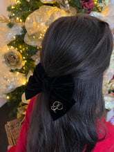 Load image into Gallery viewer, Black Velour Bow Hairclip
