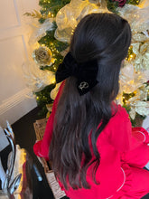 Load image into Gallery viewer, Black Velour Bow Hairclip
