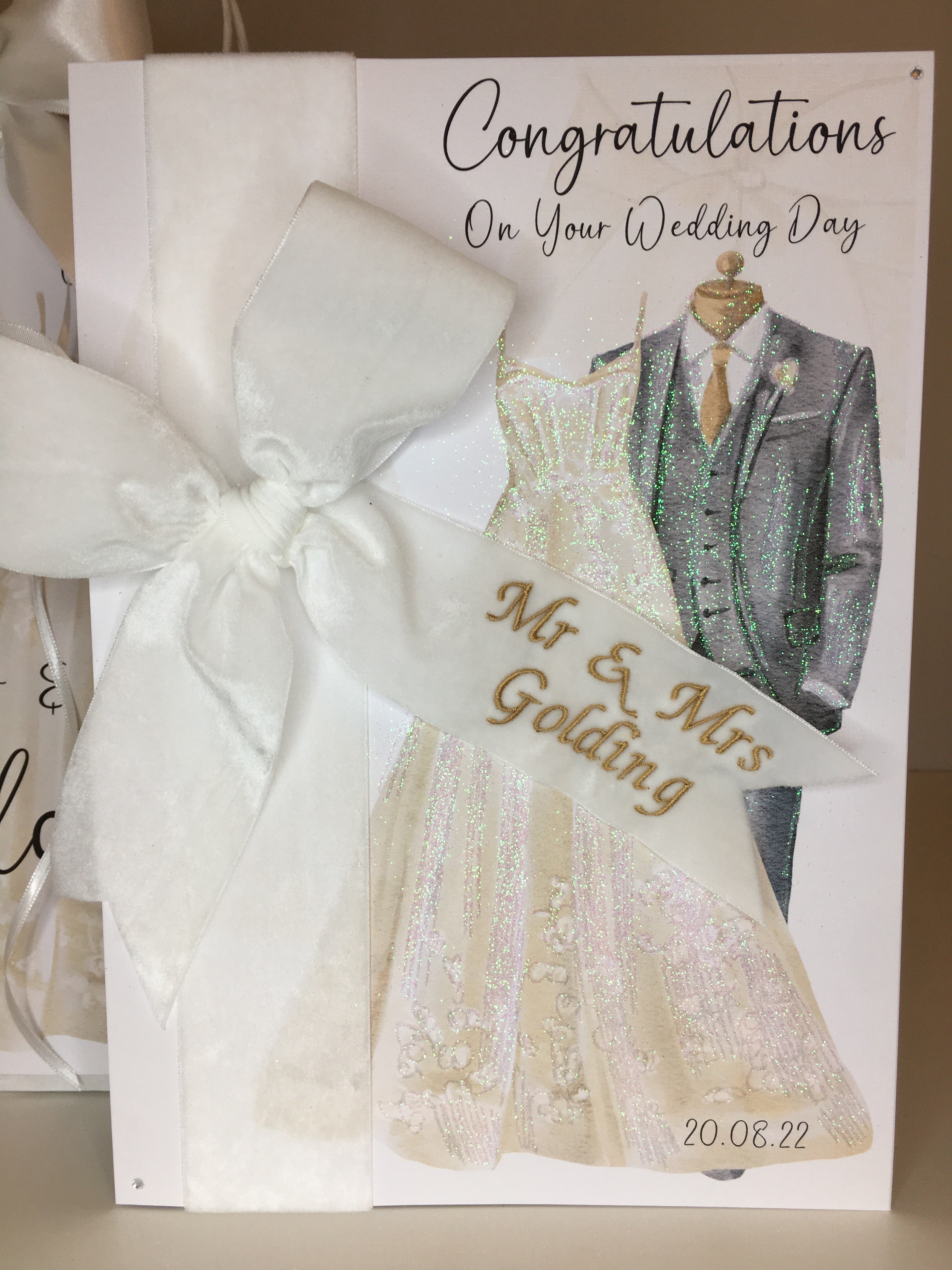 Personalised Velvet Ribbon Bride & Groom Card – Yayyays Store