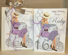 Load image into Gallery viewer, Lady in Purple on Cake Card
