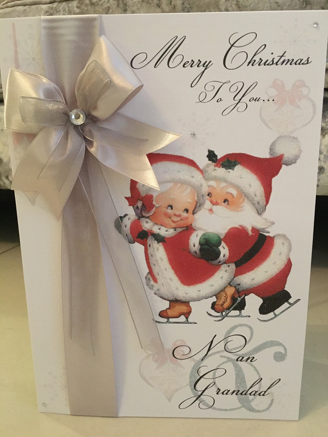 Ribbon & Bow Santa & Mrs Claus Card