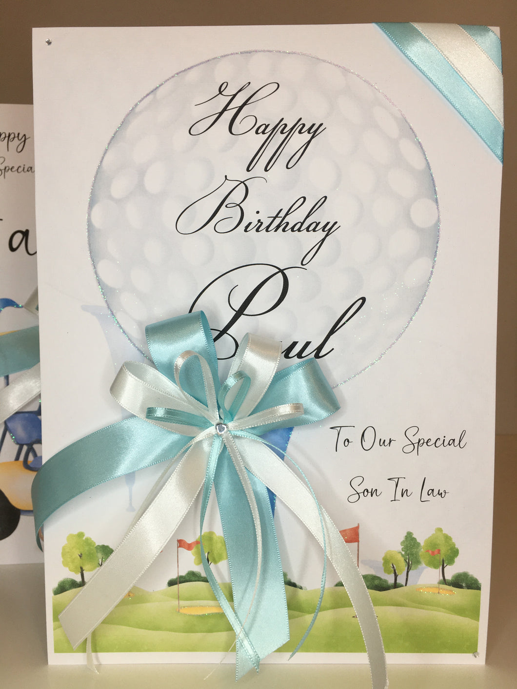 Golf Ball Blue Ribbon Card