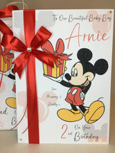 Load image into Gallery viewer, Ribbon &amp; Bow Mickey Mouse with Present Card
