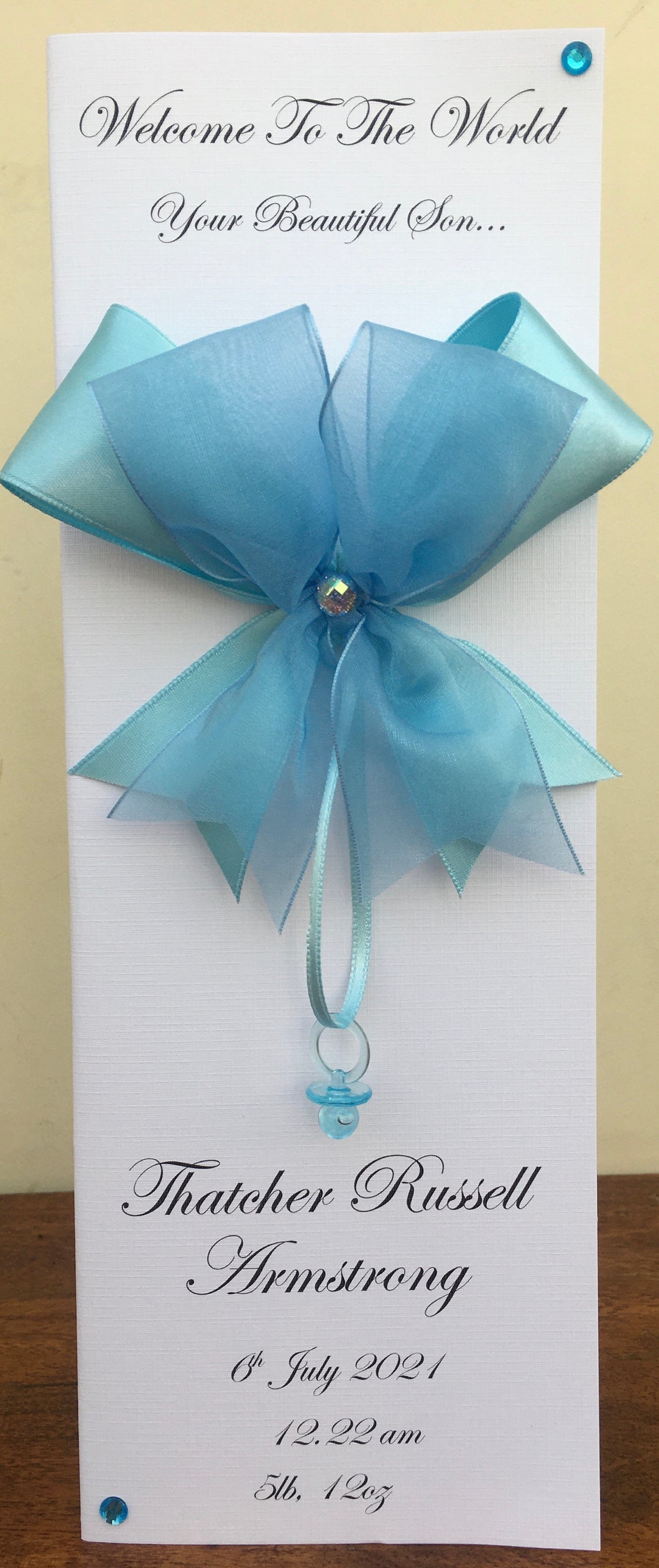 Blue Bow with Dummy Skinny Card