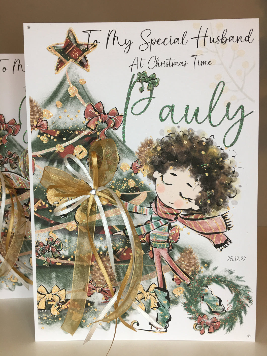 Christmas - Greenery Christmas Tree Boy Card