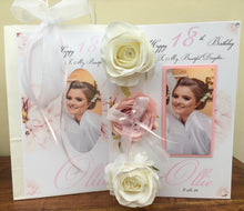 Load image into Gallery viewer, Artificial Pink &amp; White Rose Luxury Photo Card
