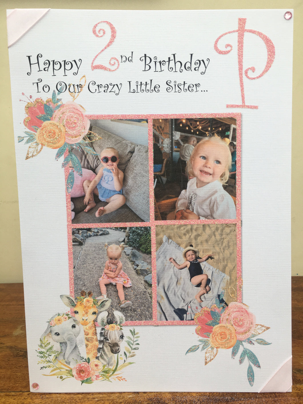 Safari Animal with Flowers Photo Card